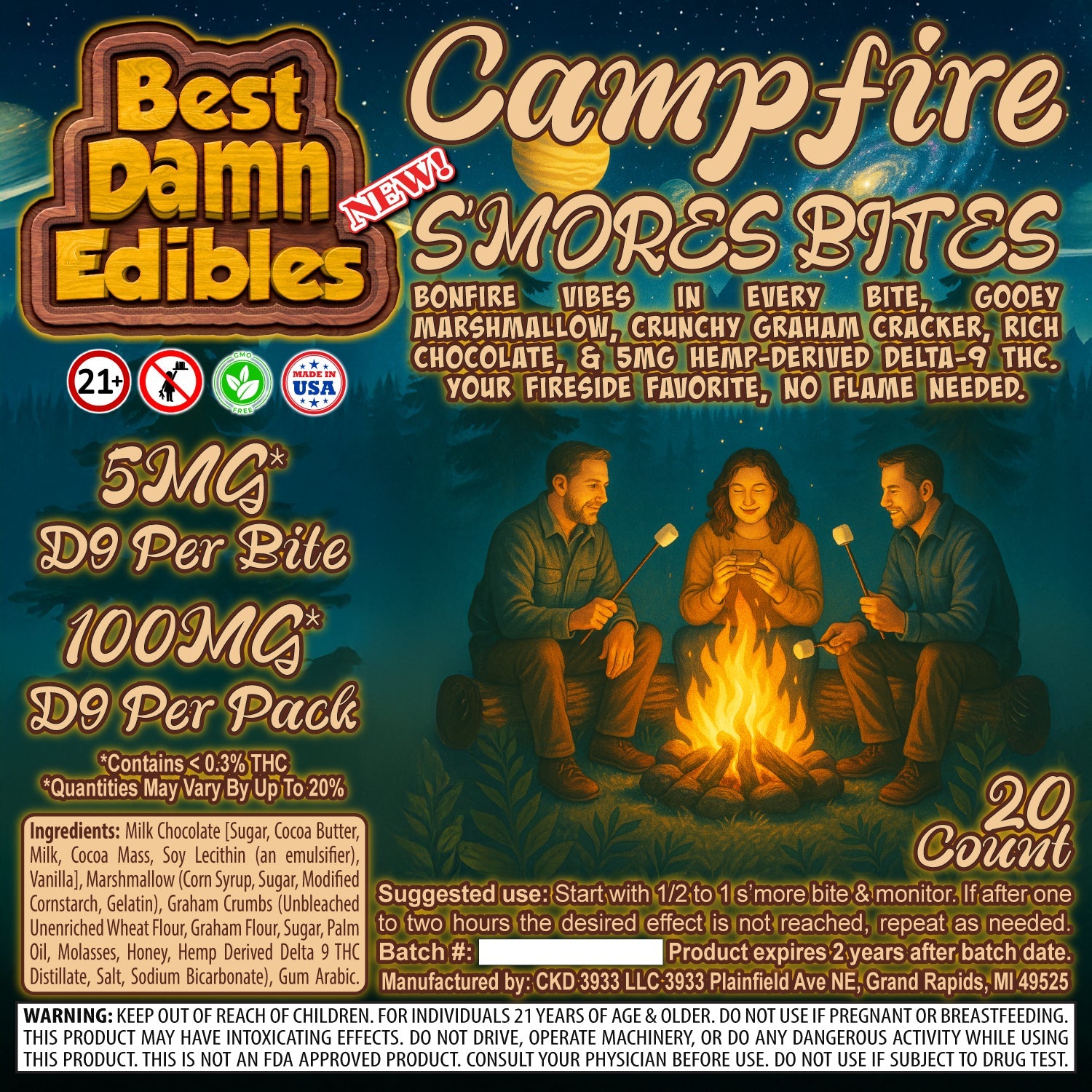 5mg Delta 9 THC S’mores Bites