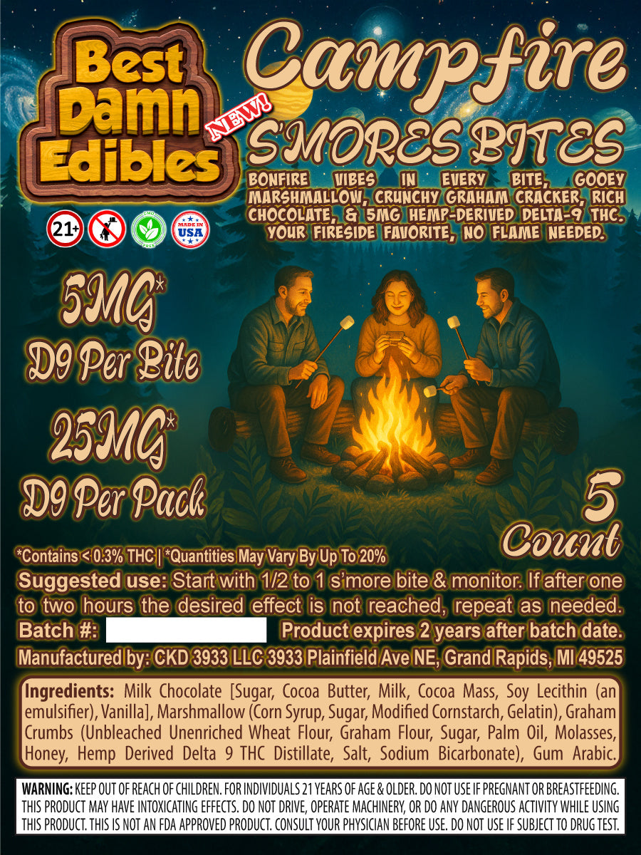 5mg Delta 9 THC S’mores Bites